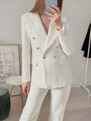 Blazer De Tweed Feminino Botões Dourado Antonnela