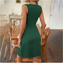 Vestido Feminino sem mangas Decote V