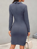 Vestido Midi Formal Ajustado De Manga Larga