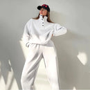 Conjunto Feminino de Botões com Gola Alta de Duas Peças