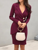 Vestido Midi Formal Ajustado De Manga Larga
