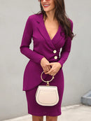 Vestido Midi Formal Ajustado De Manga Larga