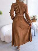 Vestido Longo Decote V Plissado